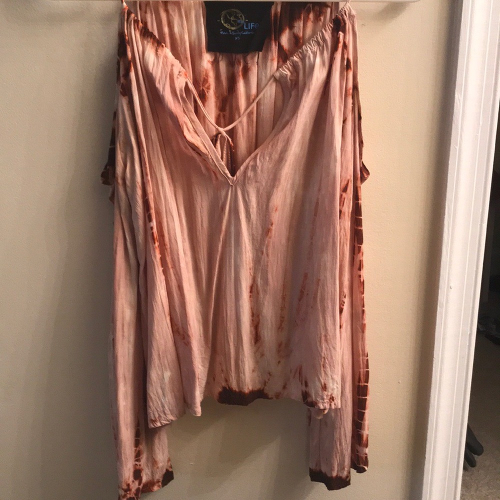 Blue life cold shoulder top
